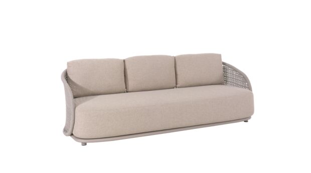 Alu Lounge Set Amora Alu 1 x 3-Seater + 2 x 1-Seater Linen With Rope Beige + Seat and Back Cushions Beige 1