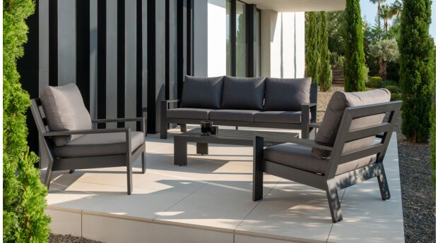 Alu Lounge Melodi Sofa Set Charcoal Mat + Zit en Rugkussen Olefin Grey main product photo
