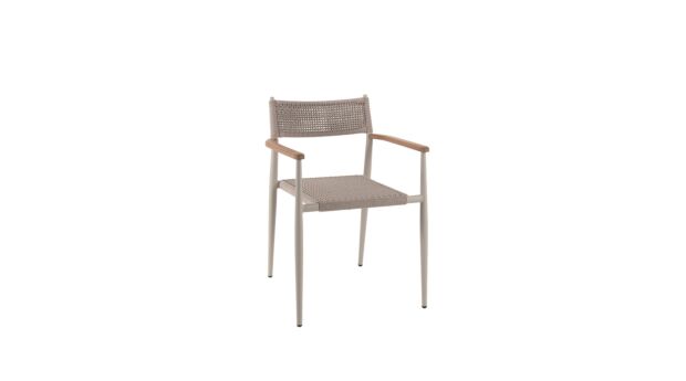 Chaise empilable en aluminium Leo, lin, aluminium mat avec cordon, sable main product photo