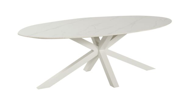 Xander Ovale Tuintafel Alu Matrix Frame En Keramisch Tafelblad Wit 220cm x 120cm main product photo