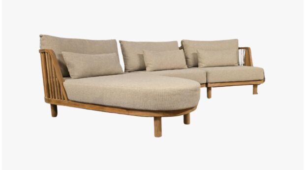 Teak Hoeklounge Spindel - Chaise Longe + 2 Elementen main product photo