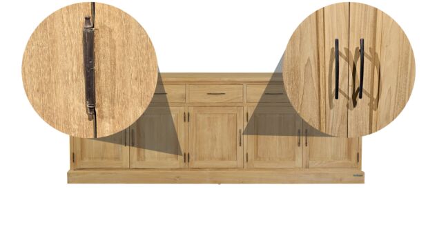 Dressoir Classic 180cm 3 Draaideuren + 3 Laden Classic-Line Diamond Collection 2