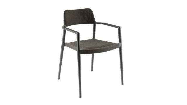 Alu Dining Armstoel Chili Charcoal Mat Alu + Antracite Textilene