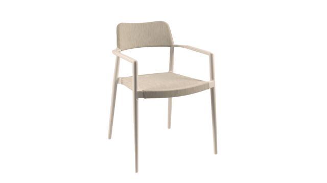 Alu Dining Armstoel Chili Linnen Mat Alu + Beige Textilene