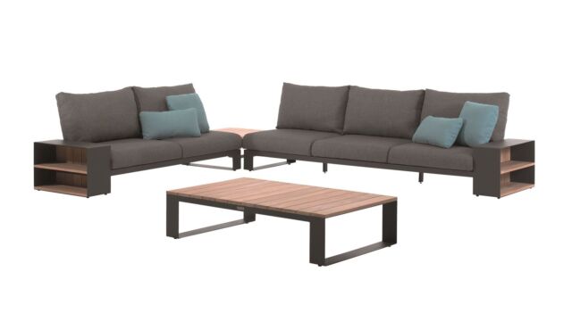Alu Lounge Set Vinica Charcoal Mat Met Kussens Zit en Rug Kleur Donker Grijs Sunproof - Italiaans Design