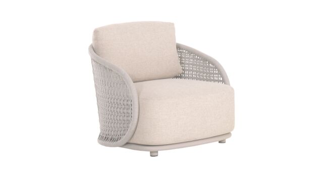 Alu Lounge Amora 1-Zit Alu Linnen Met Rope Light Grey + Zit en Rugkussens Beige Sunproof
