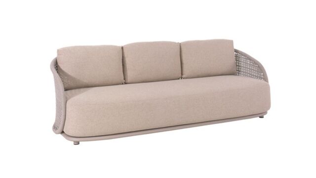 Alu Lounge Amora 3-Zit Alu Linnen Met Rope Light Grey + Zit en Rugkussens Beige Sunproof