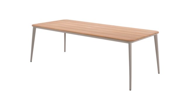 Alu Garden Table Jack 240cm x 100cm Linen Alu Matt + Teak Top