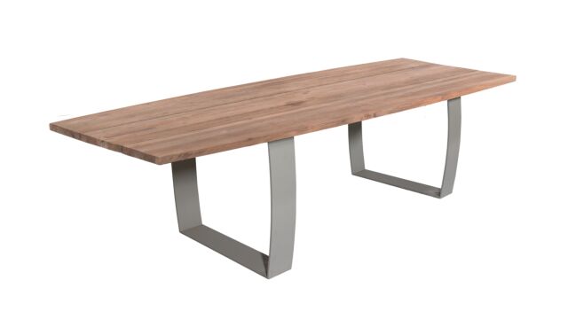 Teak Tuintafel Fanny 300cm x 115cm Met Poten Metaal Linnen Mat - Recup Teak