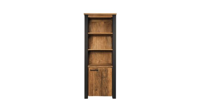 Bibliothèque Signature en bois avec 1 porte 70 cm x 45 cm x H190 cm Teck vintage