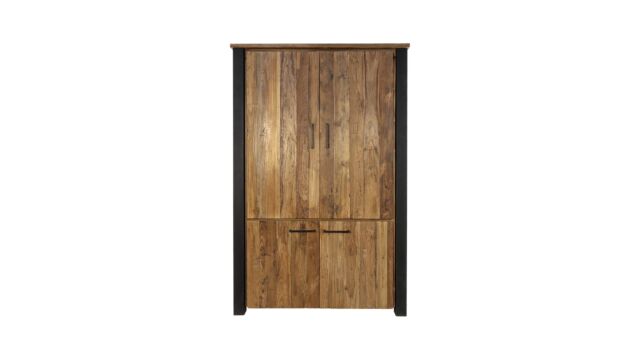 Meuble bar Signature en bois avec 4 portes 120 cm x 45 cm x H190 cm Teck vintage