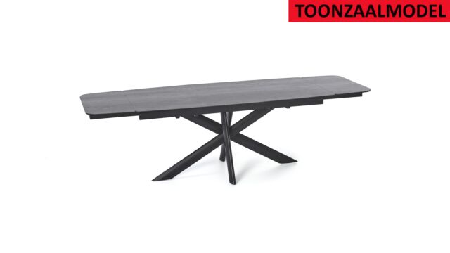 Interieurtafel Pablo Uitschuifbaar 180 x 260 x 100 Keramiek Antraciet Op Spidervoet Zwart Metaal