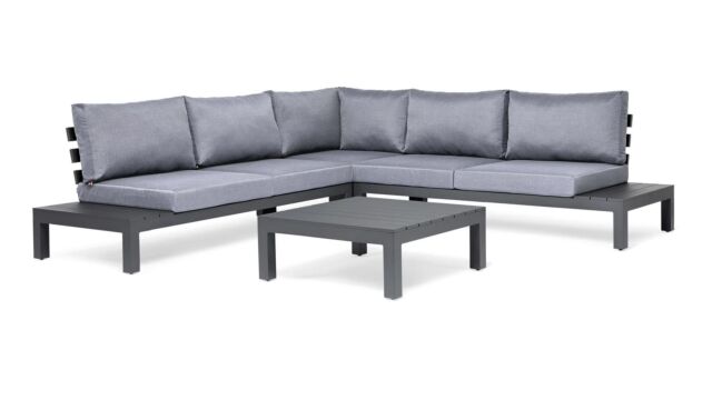 Vienna Corner Lounge Set 4-piece Alu Royal Gray Mat + Pepper Gray Cushions Water Repellent Vienna Corner Lounge Set 4-piece Alu Royal Gray Mat + Pepper Gray Cushions Water Repellent