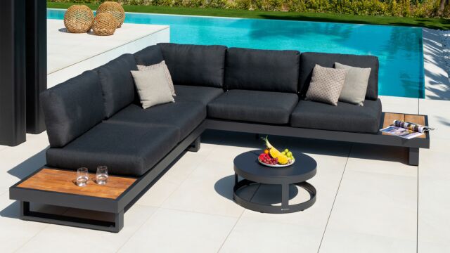 Alu Lounge Murcia Alu Charcoal Mat Met Kussens Sunbrella Antraciet - Garden Prestige Collectie