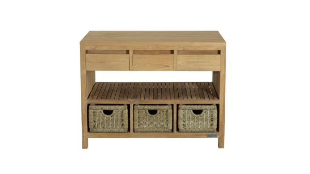 Teakholz-Badezimmermöbel New Bordeaux 100 cm mit durchgehender Teakholzplatte