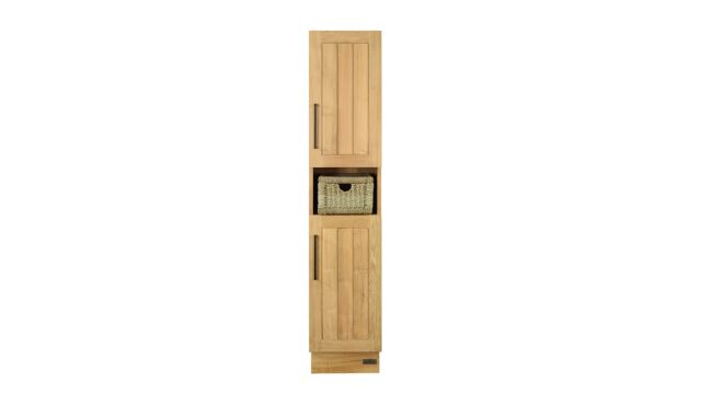 Teak Kolomkast New Cannes met Nis Rechts Opendraaiend en Zwarte Handgrepen