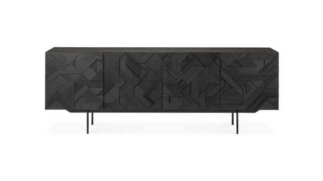 Teak black Graphic sideboard 224 x 45cm Ethnicraft