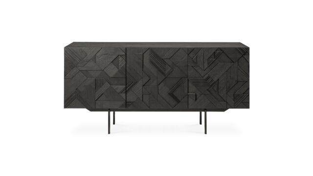 Teak black Graphic sideboard 168 x 45cm Ethnicraft