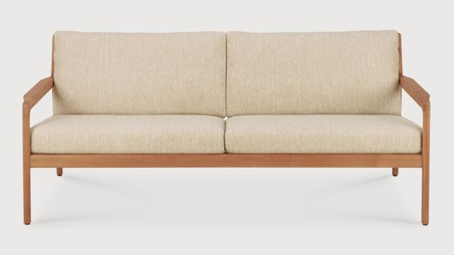 Teak Jack Gartensofa 180 cm Teak Natur + Outdoor-Kissen Natur – Ethnicraft