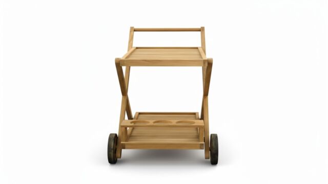 Trolley Ribu 2 Met Wielen En Wijnrekje 50 x 87 x H92cm - Diamond Collection  