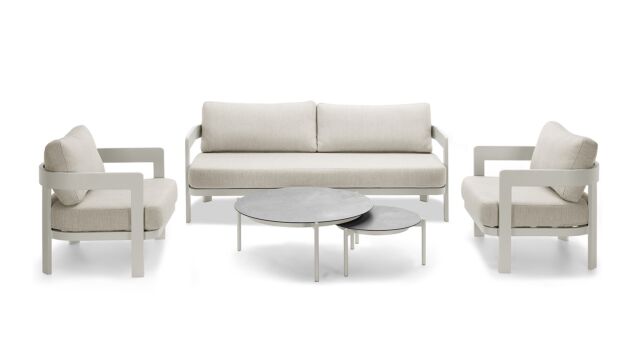 Alu Lounge Domani Dune Mat + Zit en Rugkussens Beige Olefin