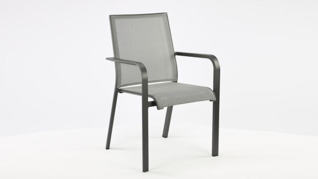 Alu Stacking Chair Paris Charcoal Mat - Silver Gray Textilene