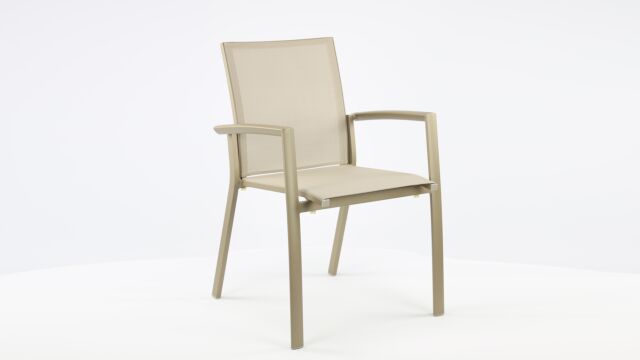 Alu Stapelstoel Sydney Champagne Mat - Licht Taupe Textileen