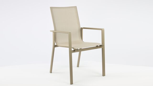 Alu Stapelstuhl Napoli Champagner Matt - Light Taupe Textilene
