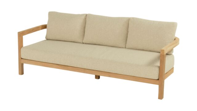 Moira Teak Lounge 3-Zit Frame Teak Met Zit en Rugkussen In Kleur Linnen 