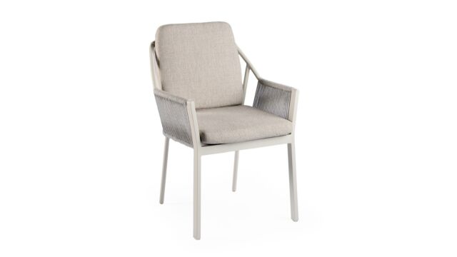 Alu Chair Liv Gestell Cremeweiß mit cremeweißem Seil