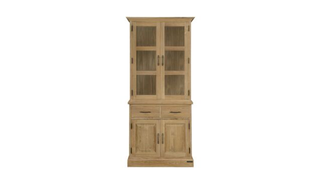 Teak Classic Display Cabinet 090cm 4 Doors + 2 Drawers Classic-Line Diamond Collection