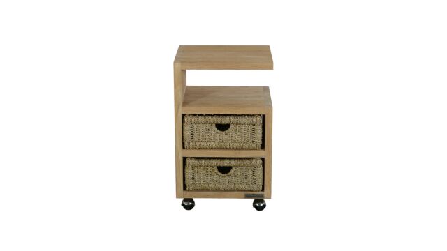 Roll-It 4 SOLIDwood + 2x Basket Seagrass 35cm x 40cm x 65cm Diamond Collection