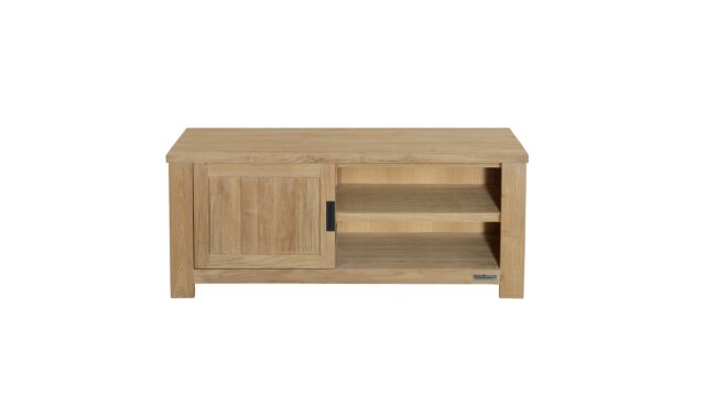 Meuble TV Moderne Noir 120cm 1 Porte Tournante + 2 Niches Ouvertes Collection Modern-Line Diamond