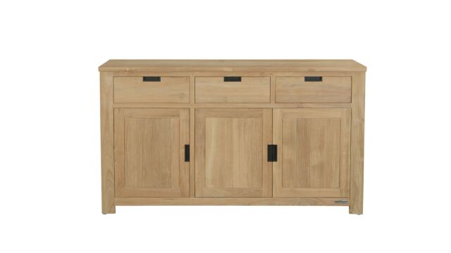 Buffet Moderne Noir 160cm 3 Portes Tournantes + 3 Tiroirs Collection Modern-Line Diamond