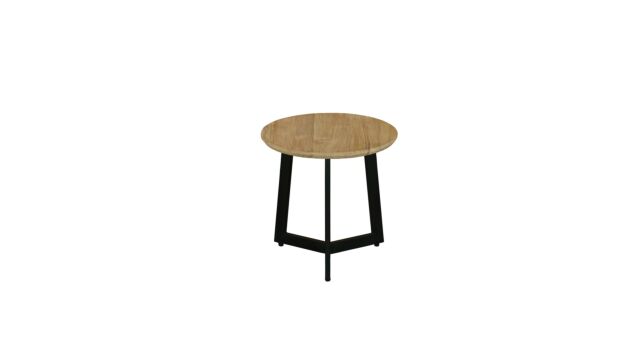 Table Basse Modena Ronde avec 3 Pieds en Métal Noir Dia 040cm Teck Clair Brossé - Collection Diamond