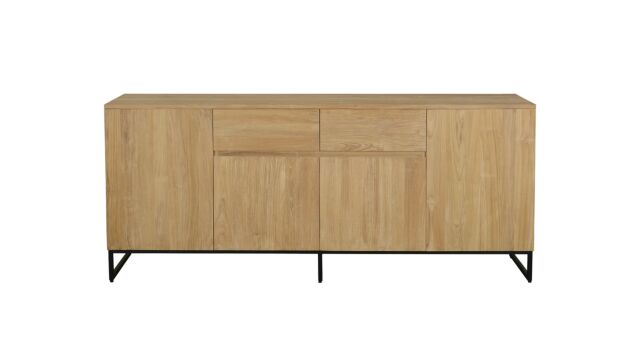 Teakholz-Sideboard Modena 200 cm mit 4 Flügeltüren und 2 Schubladen – Diamond Collection