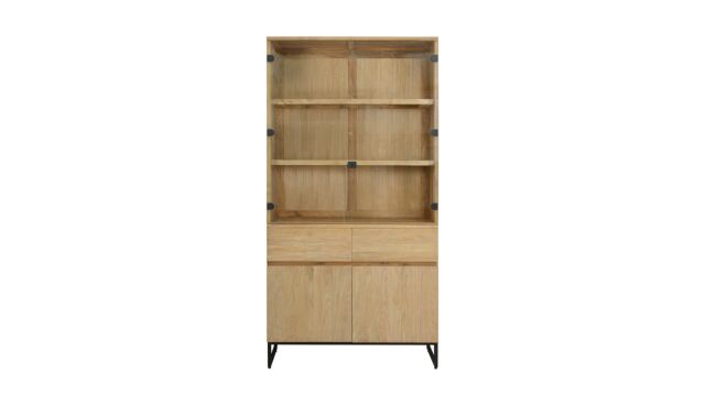 Teak display cabinet Modena 100cm with 4 hinged doors and 2 drawers - Diamond Collection