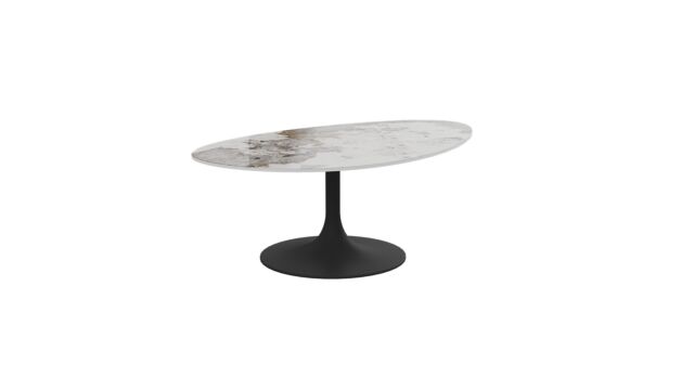Cali Organic Coffee Table 115cm - Brown Elysium Ceramic - Black Metal Leg
