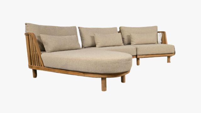 Teak Hoeklounge Spindel - Chaise Longe + 2 Elementen