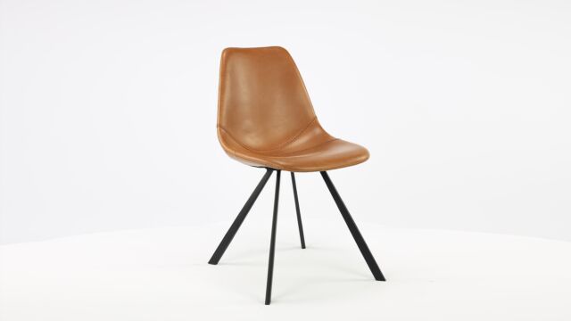 Chaise d'intérieur Elne Couleur Vintage Cognac Pieds Métal Noir