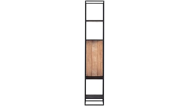 Cosmo TV élément mural étagère à livres petit 40 cm x 40 cm x H220 cm bois de teck récupéré avec cadre en métal noir