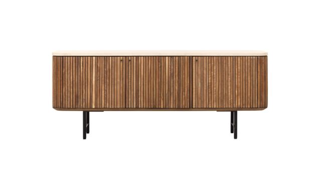 Lagoon TV-meubel 3 Deuren - Recup Teak - Mortex - Zwart Metalen Poten