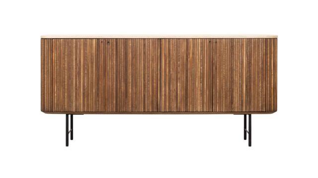 Lagoon Dressoir 4 Deuren - Recup Teak - Mortex - Zwart Metalen Poten