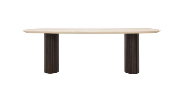 Maroon Interieurtafel Deens Ovaal 240cm x 110cm x H76cm - Mahonie - Mortex - Houten Poten