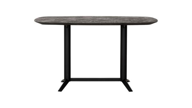 Table de comptoir Soho 160 cm x 90 cm x H90 cm plateau en mortex avec base en métal noir