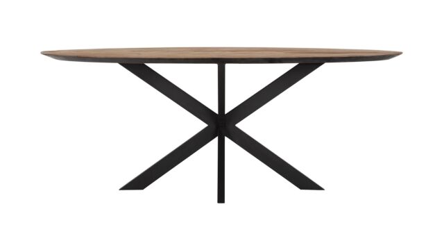 Timeless Interior Table Oval 200 cm Recup Teak With Black Metal Base - Rejuvenated Black Edge - DTP Home