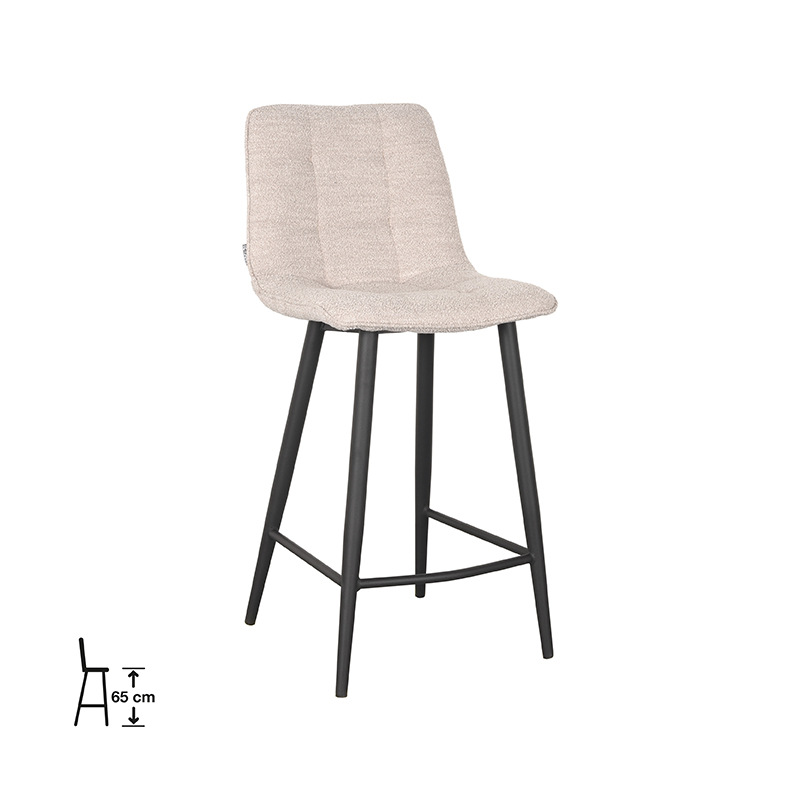 Bar stool Jelt - Natural Boucle - Black Metal Base