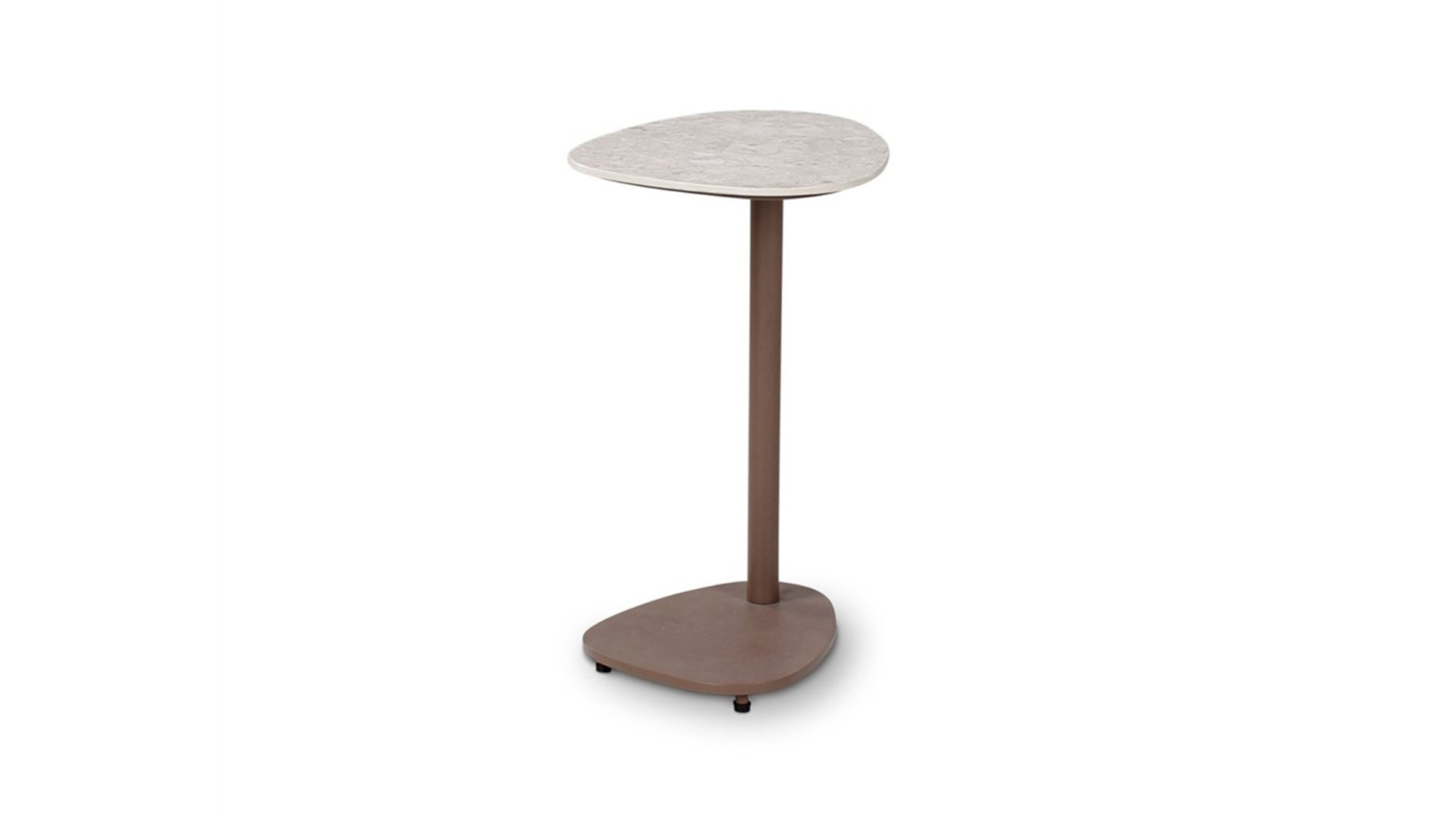 Cobana Lounge Beistelltisch, Aluminiumgestell, Schokoladenbraun - Terrazzo-Sintersteinplatte, 37 cm x 30 cm