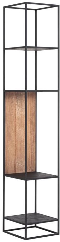 Cosmo TV Wall Element Book Rack Small 40cm x 40cm x H220cm Recup Teak Wood With Black Metal Frame