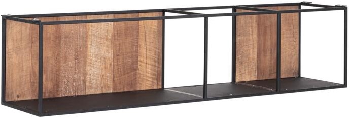 Support mural Cosmo pour TV, 180 cm x 40 cm x H43 cm, bois de teck récupéré avec cadre en métal noir